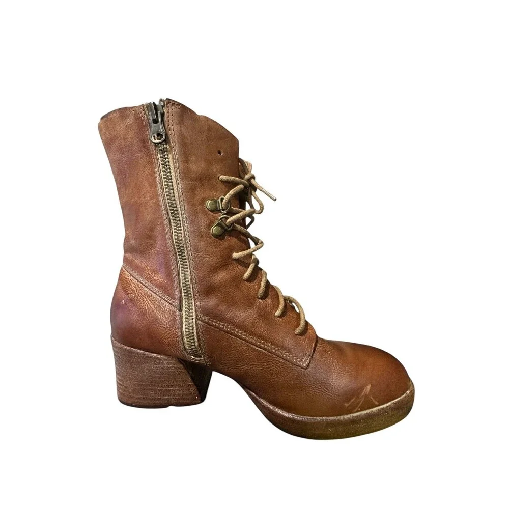 Kork-Ease Women's Raleigh Leather Ankle Boot Sz 10M Side Zip Y2K Brown Platform